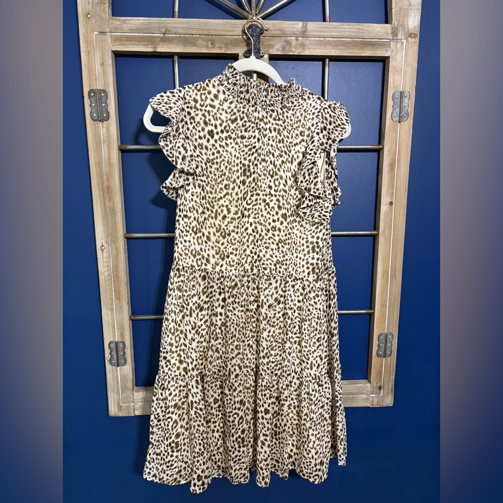 Sam Edelman Cream and Brown Leopard Print Dress